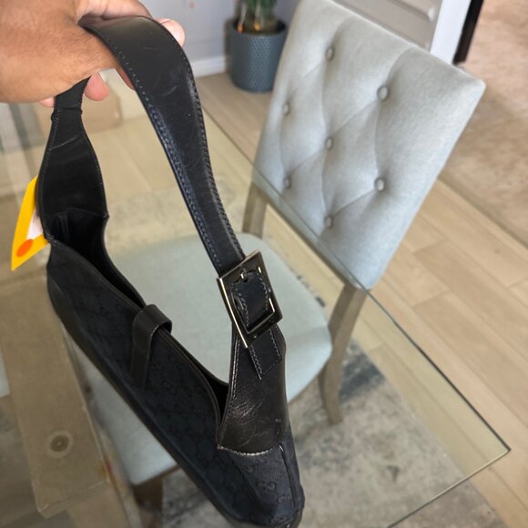 GUCCI GG CANVAS Vintage Jackie O Black Small - Picture 9 of 11